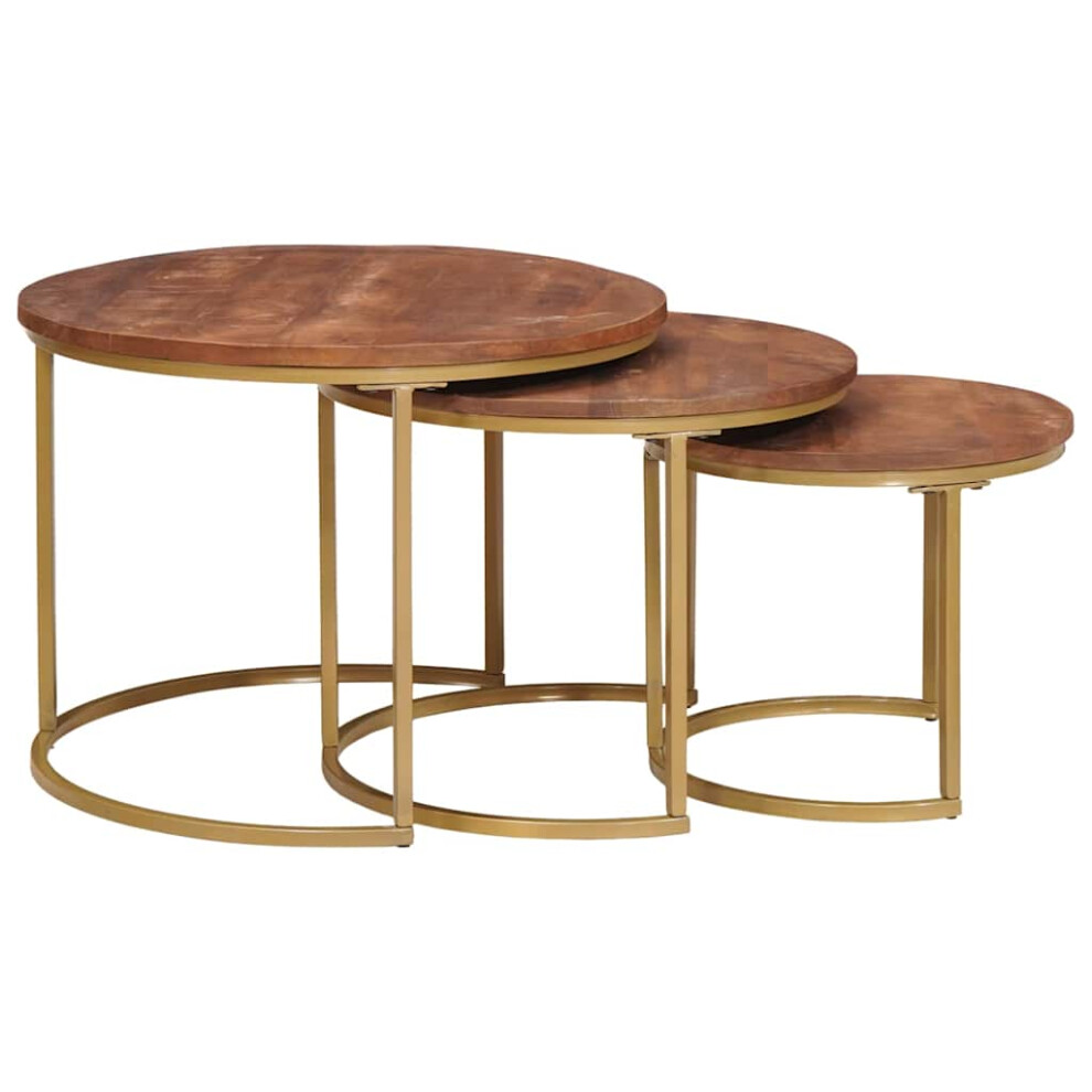 Vidaxl Nesting Coffee Tables 3 Pcs Solid Mango Wood And Steel