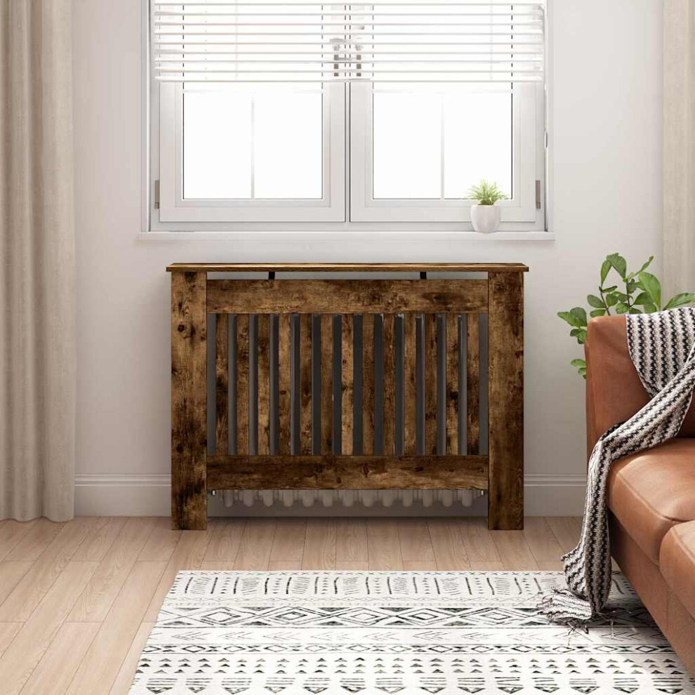 Vidaxl Radiator Cover Smoked Oak 112 X 19 X 81.5 Cm Engineered Wood