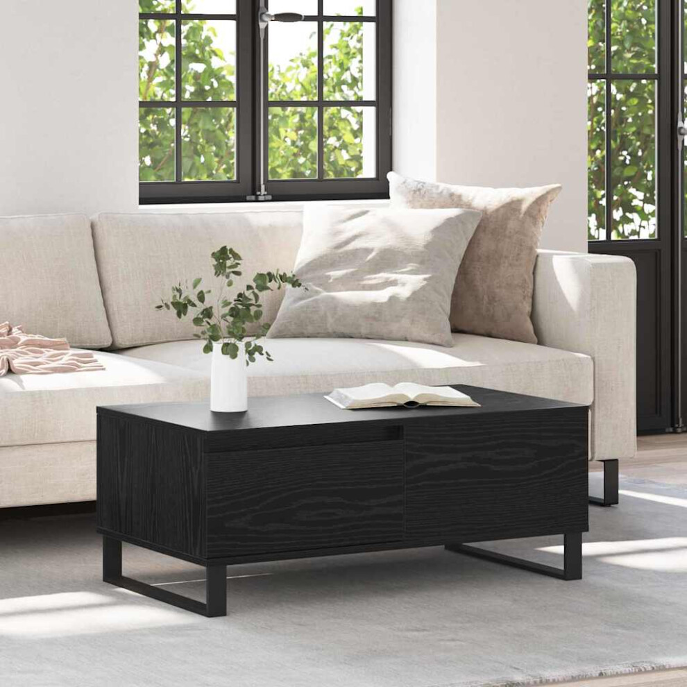 Vidaxl Coffee Table Black Oak 90 X 50 X 36.5 Cm Engineered Wood Black,Brown