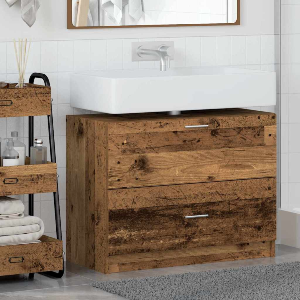 Vidaxl Bathroom Cabinet Old Wood 78 X 37 X 59 Cm Engineered Wood