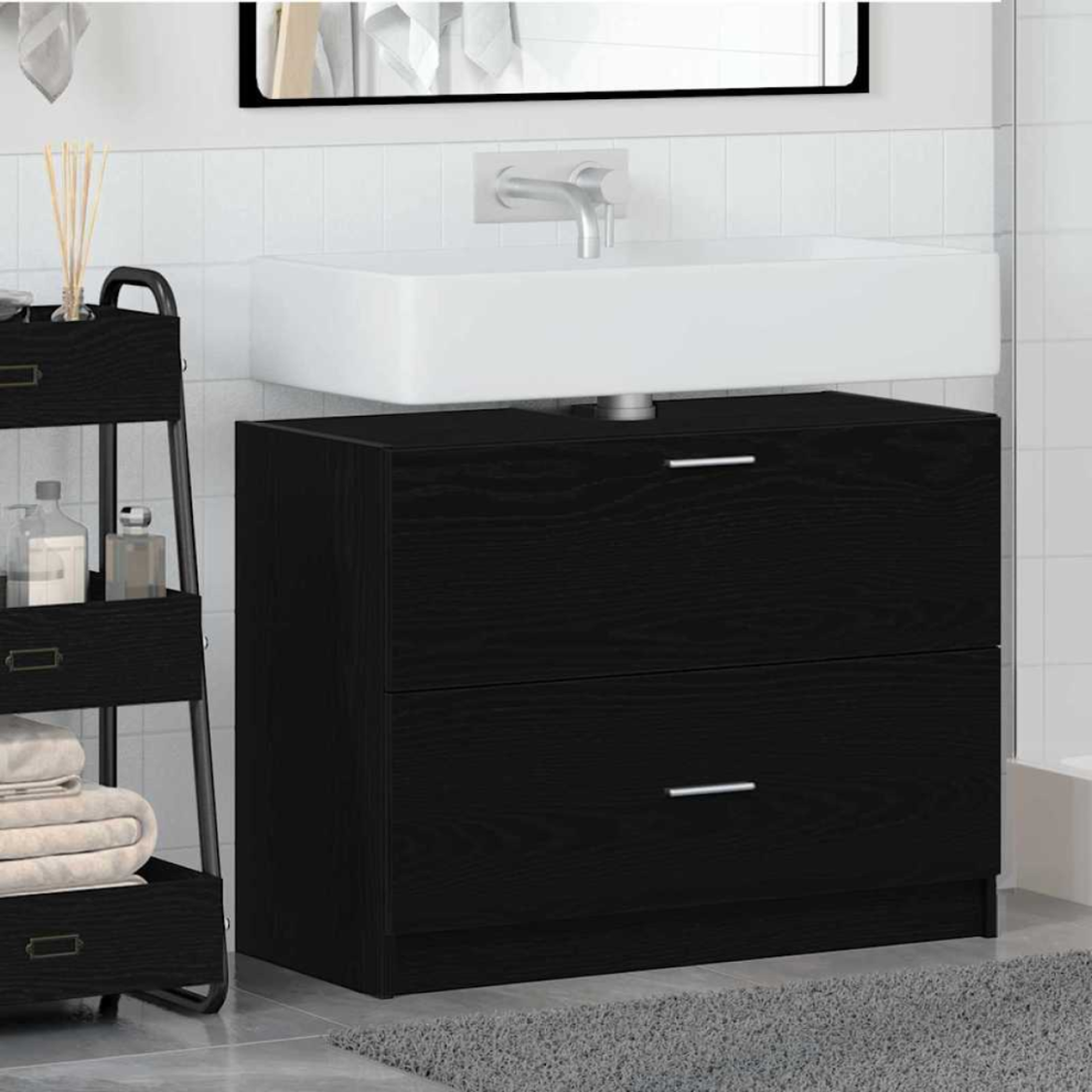 Vidaxl Bathroom Cabinet Black Oak 78 X 37 X 59 Cm Engineered Wood