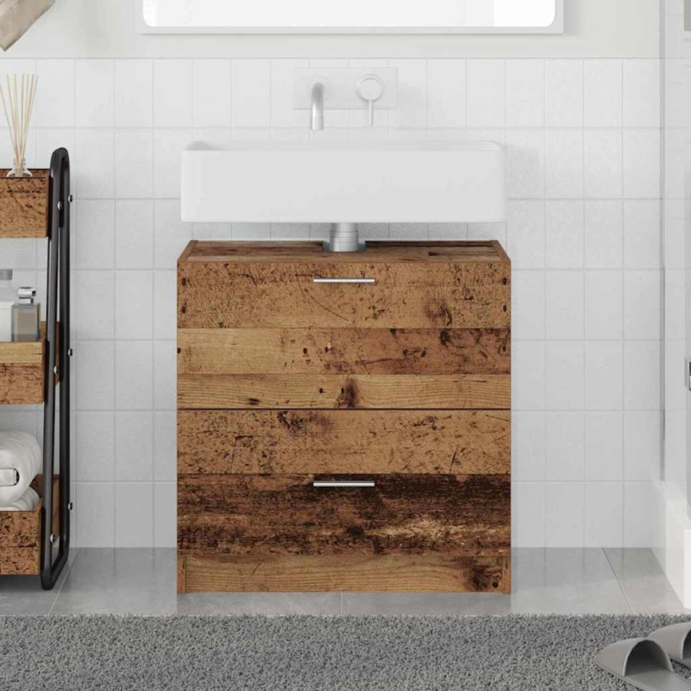 Vidaxl Bathroom Cabinet Old Wood 59 X 37 X 59 Cm Engineered Wood