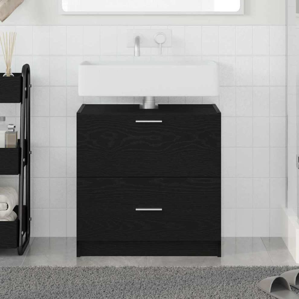 Vidaxl Bathroom Cabinet Black Oak 59 X 37 X 59 Cm Engineered Wood