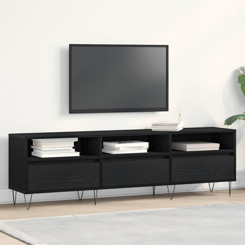 Vidaxl Tv Cabinet Oak 150 X 30 X 44.5 Cm Engineered Wood Black