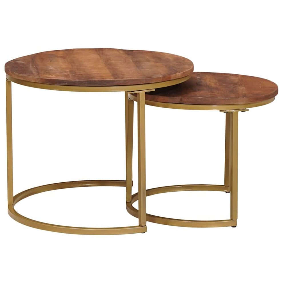 Vidaxl Nesting Coffee Tables 2 Pcs Solid Mango Wood And Steel