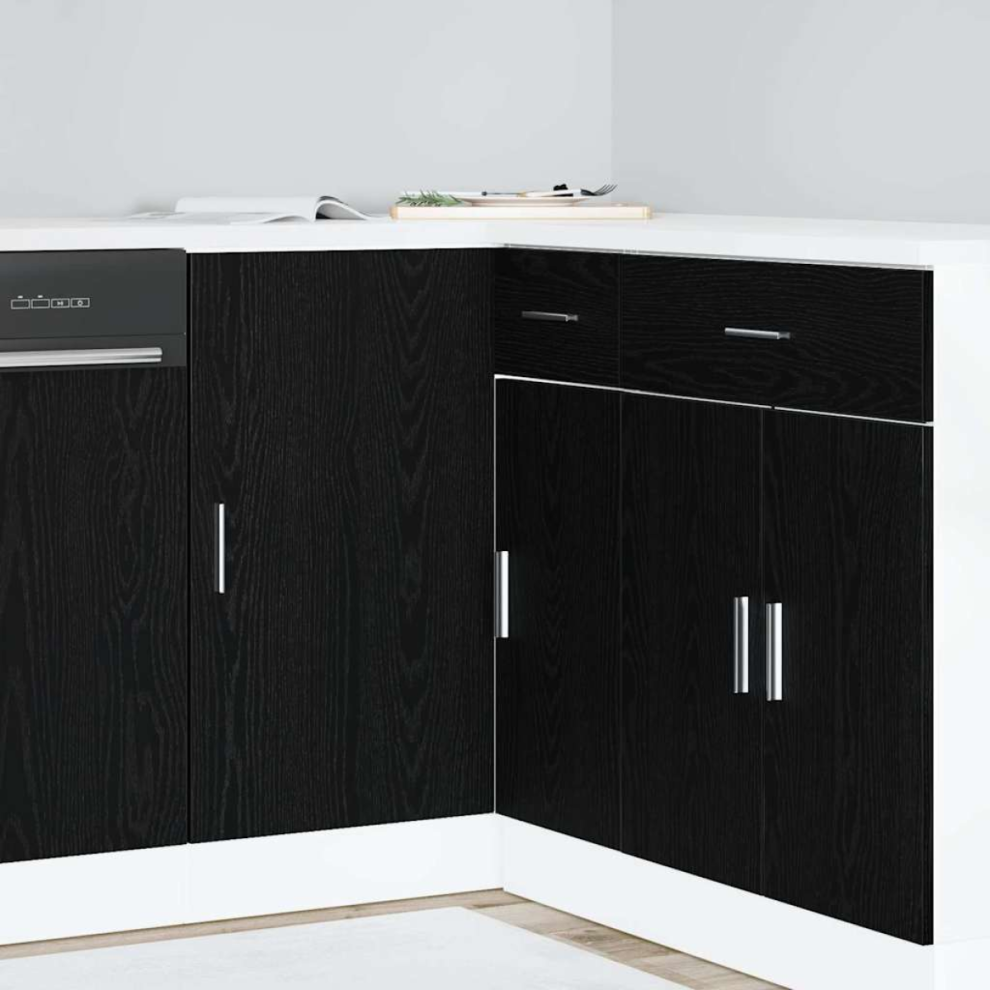 Vidaxl Kitchen Corner Base Cabinet Riga Black Oak 86 X 46 X 81.5 Cm - Image 2