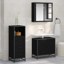 vidaXL Badezimmermöbel-Set Schwarz Eichen-Optik 35 x 37,5 x 100 cm