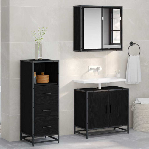VidaXL vidaXL Badezimmermöbel-Set Schwarz Eichen-Optik 35 x 37,5 x 100 cm