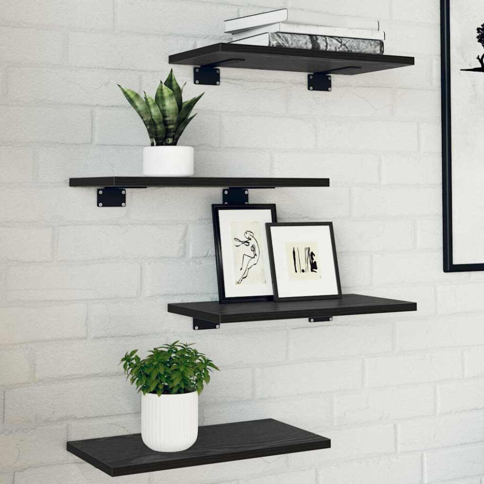 Vidaxl Bookshelf Board 4 Pcs Black 40 X 20 X 1.5 Cm Engineered Wood