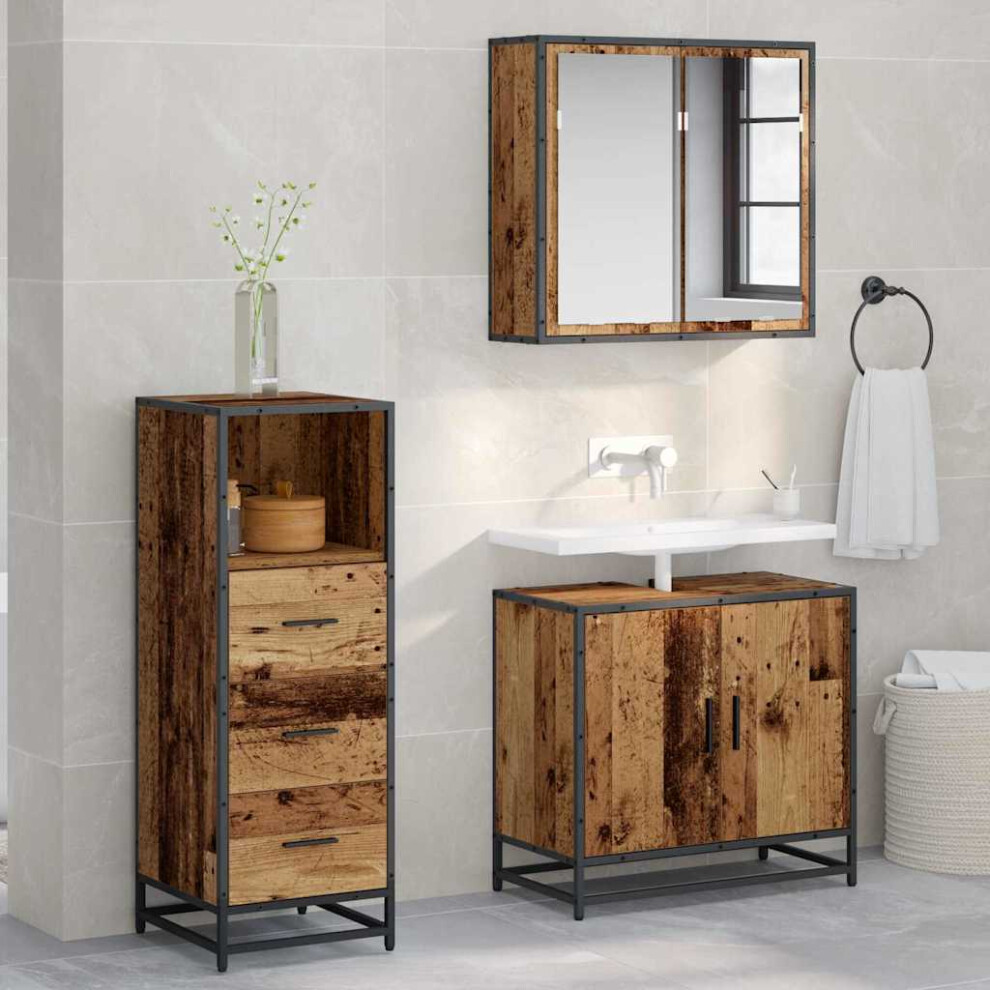 Vidaxl Bathroom Furniture Set With Drawer Old Wood 35 X 37.5 X 100 Cm