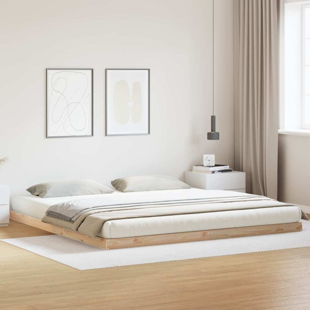 Vidaxl Floor Bed Frame Natural 213.5 X 184 X 9 Cm Solid Pine Wood