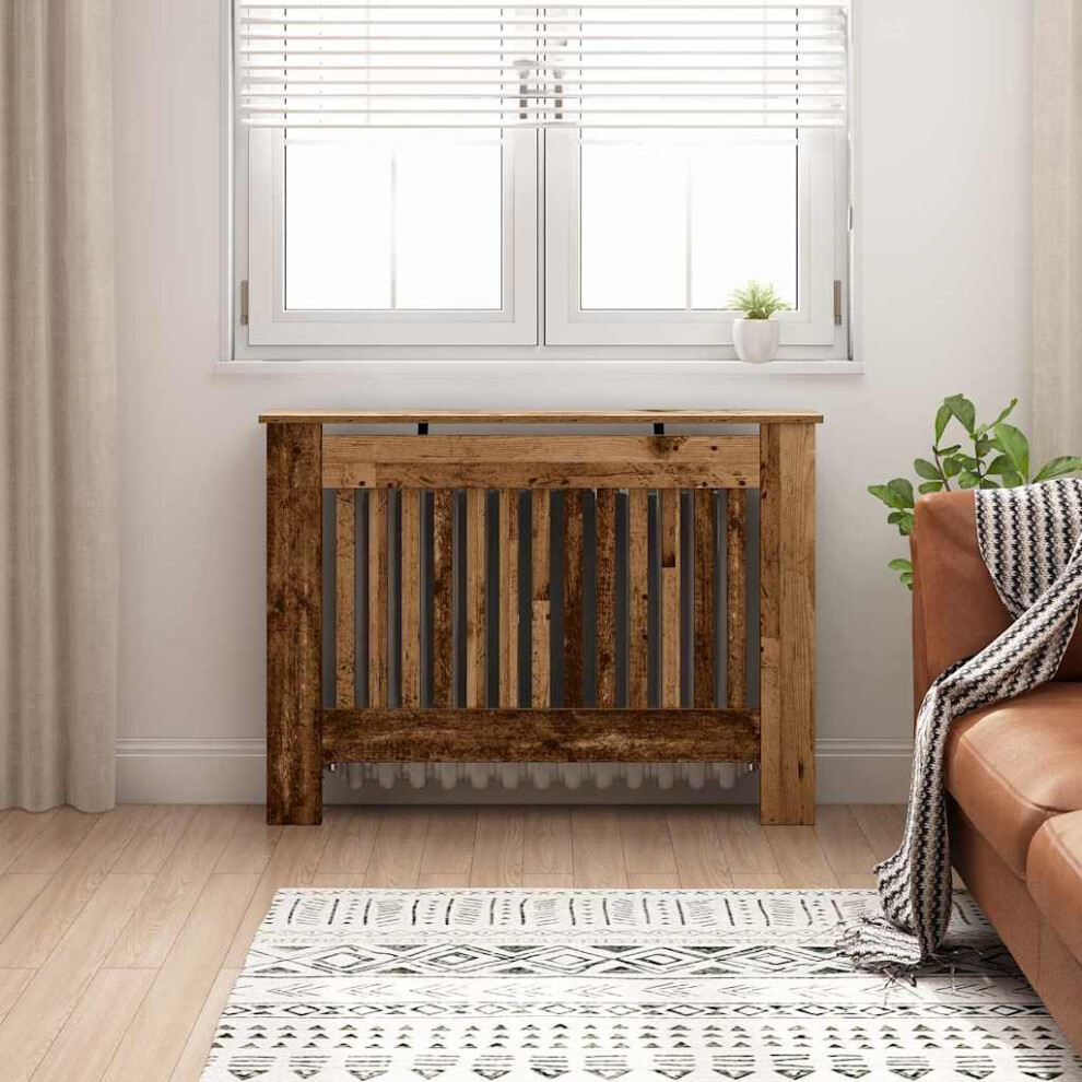 Vidaxl Radiator Cover Old Wood 112 X 19 X 81.5 Cm Engineered Wood