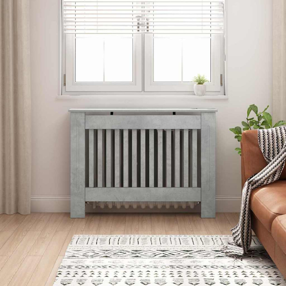 Vidaxl Radiator Cover Concrete Grey 112 X 19 X 81.5 Cm Engineered Wood