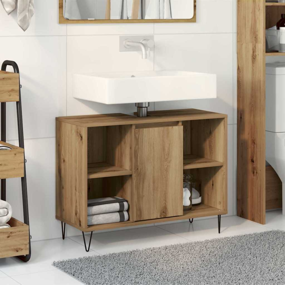 Vidaxl Bathroom Cabinet Artisan Oak 80 X 33 X 60 Cm Engineered Wood