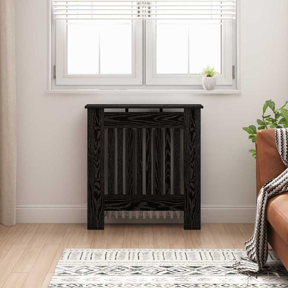 Vidaxl Radiator Cover Black Oak 78 X 19 X 81.5 Cm Engineered Wood