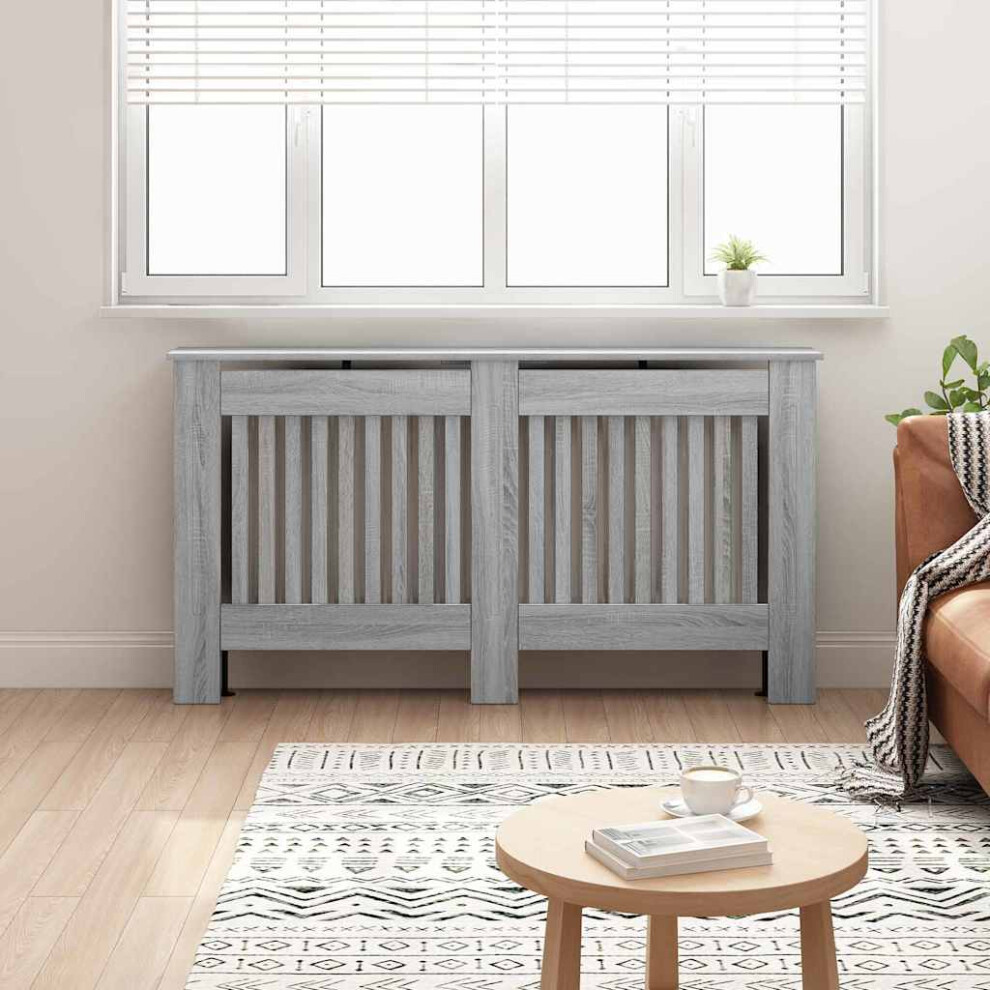 Vidaxl Radiator Cover Grey Sonoma 152 X 19 X 81.5 Cm Engineered Wood