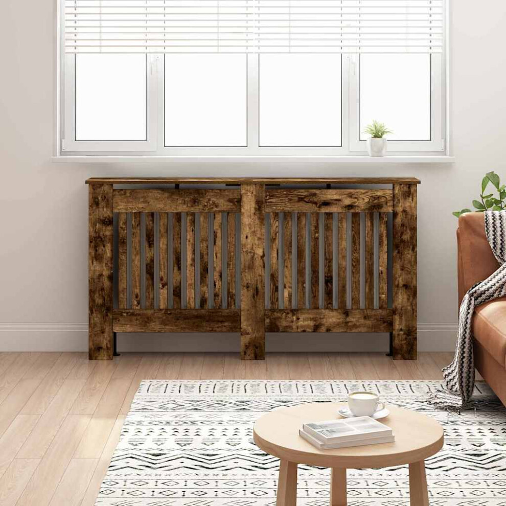 Vidaxl Radiator Cover Smoked Oak 152 X 19 X 81.5 Cm Engineered Wood