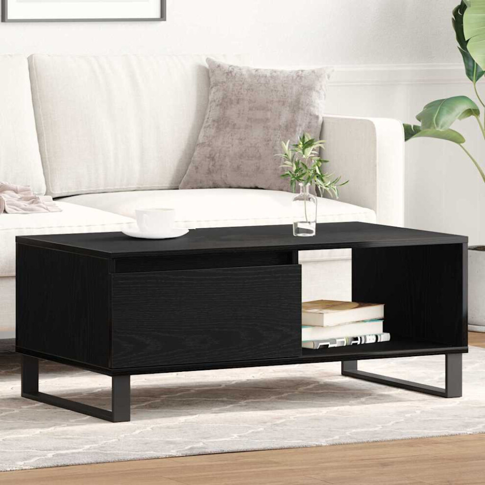 Vidaxl Coffee Table Black Oak 90 X 50 X 36.5 Cm Engineered Wood Black,Brown