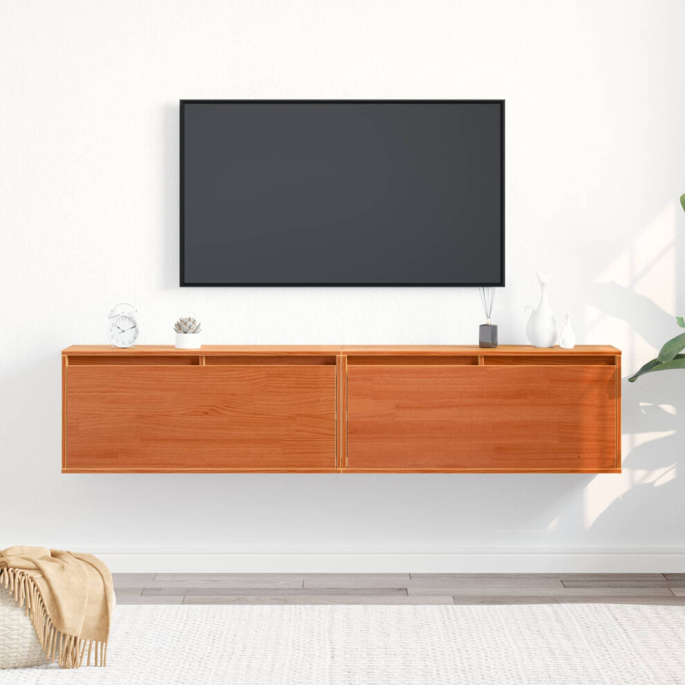 Vidaxl Wall Cabinet 2 Pcs Wax Brown 80 X 30 X 35 Cm Solid Pine Wood
