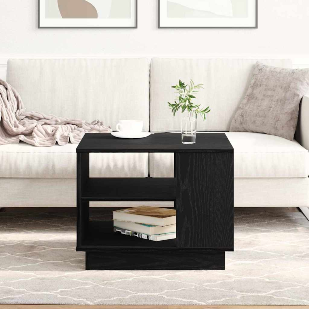 Vidaxl Coffee Table Black Oak 55 X 55 X 42 Cm Engineered Wood