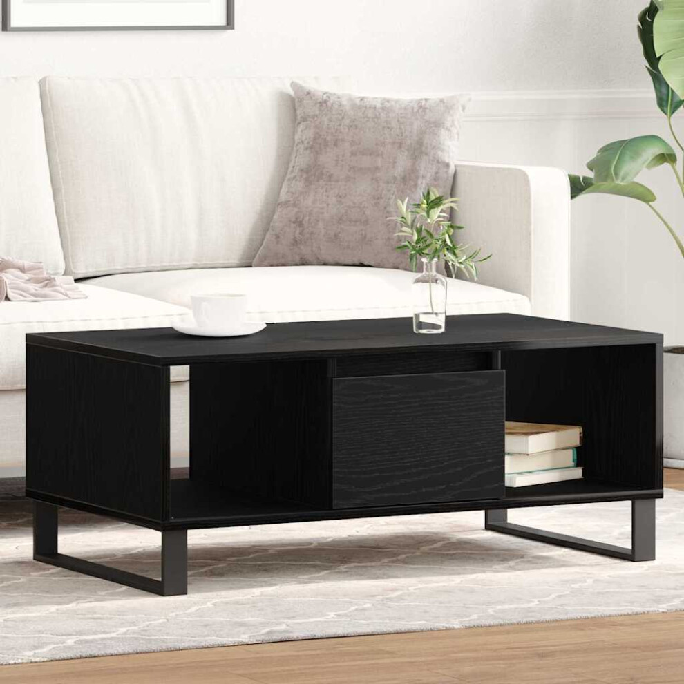Vidaxl Coffee Table Black Oak 90 X 50 X 36.5 Cm Engineered Wood Black,Brown