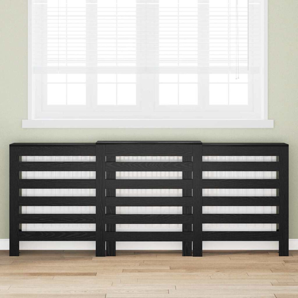 Vidaxl Radiator Cover Black Oak 205 X 21.5 X 83.5 Cm Engineered Wood