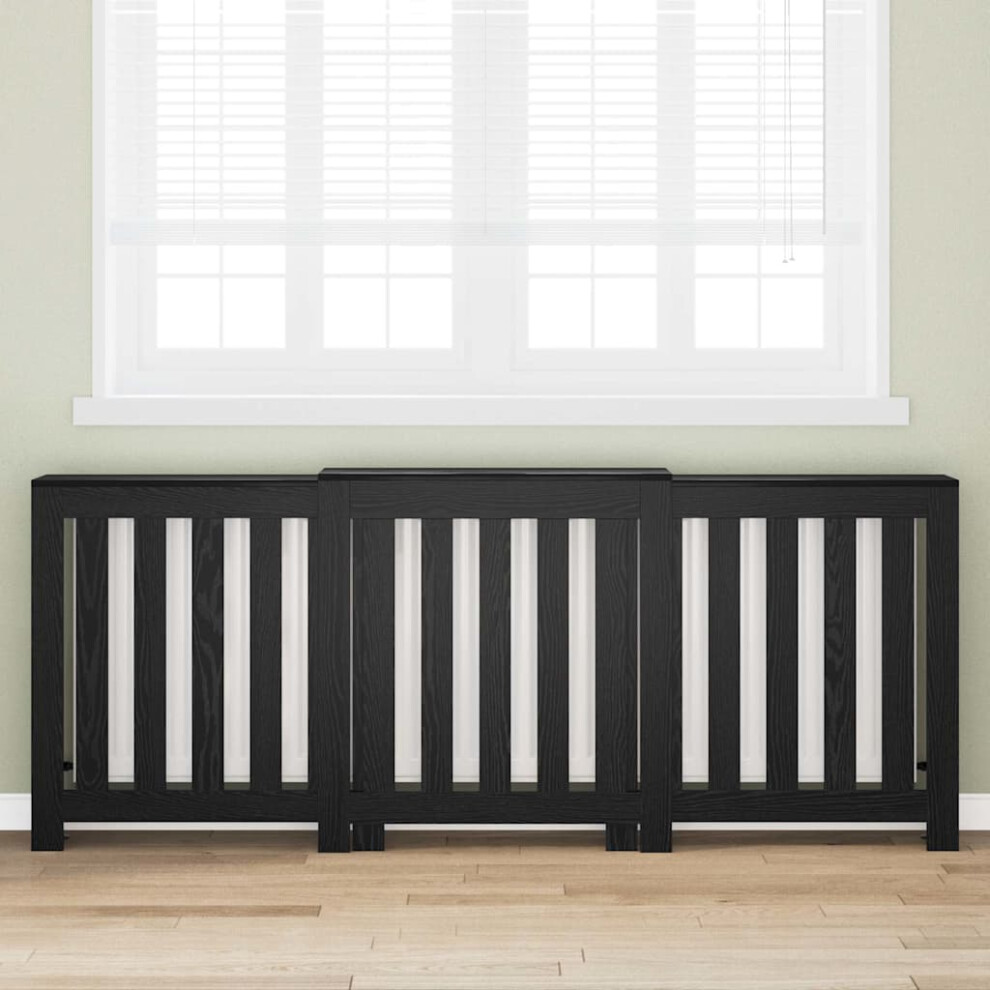 Vidaxl Radiator Cover Black Oak 205 X 21.5 X 83.5 Cm Engineered Wood 8721158973207
