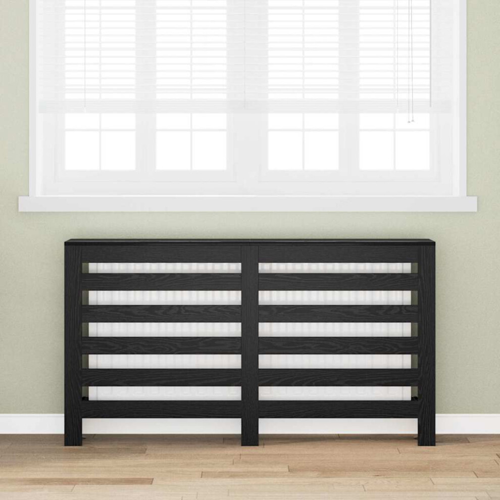 Vidaxl Radiator Cover Black Oak 149 X 20 X 82 Cm Engineered Wood 8721158973139
