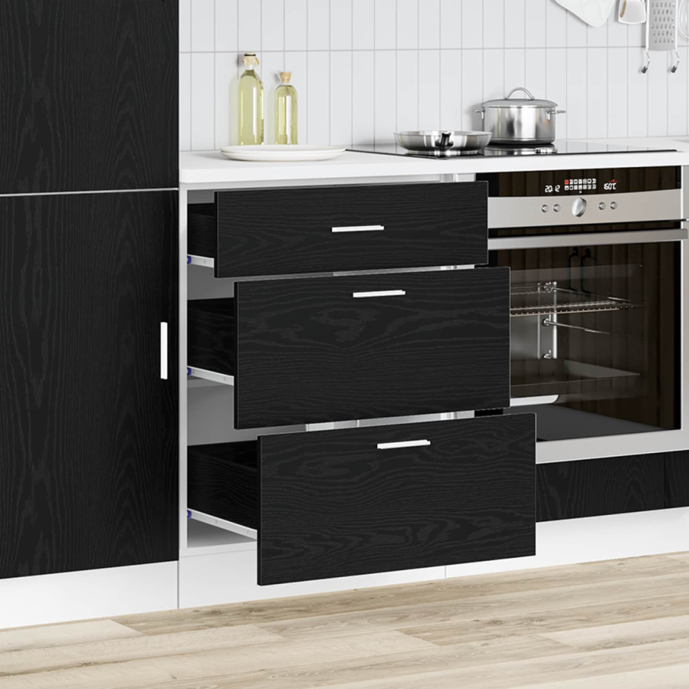 Vidaxl Kitchen Base Cabinet With Drawer Black Oak 60 X 46 X 81.5 Cm