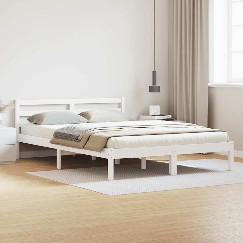Vidaxl Bed Frame White 215.5 X 165.5 X 69.5 Cm Solid Pine Wood