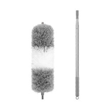 Retractable microfiber feather duster, extendable to 254 cm, anti-scratch cover, stainless steel handle