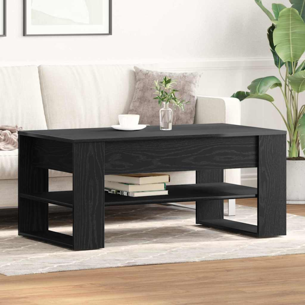 Vidaxl Coffee Table Black Oak 102 X 55 X 45 Cm Engineered Wood