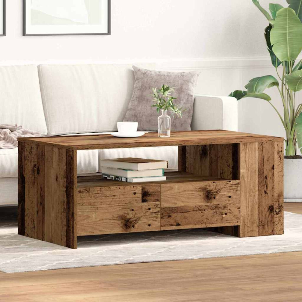 Vidaxl Coffee Table Old Wood 102 X 55 X 43.5 Cm Engineered Wood