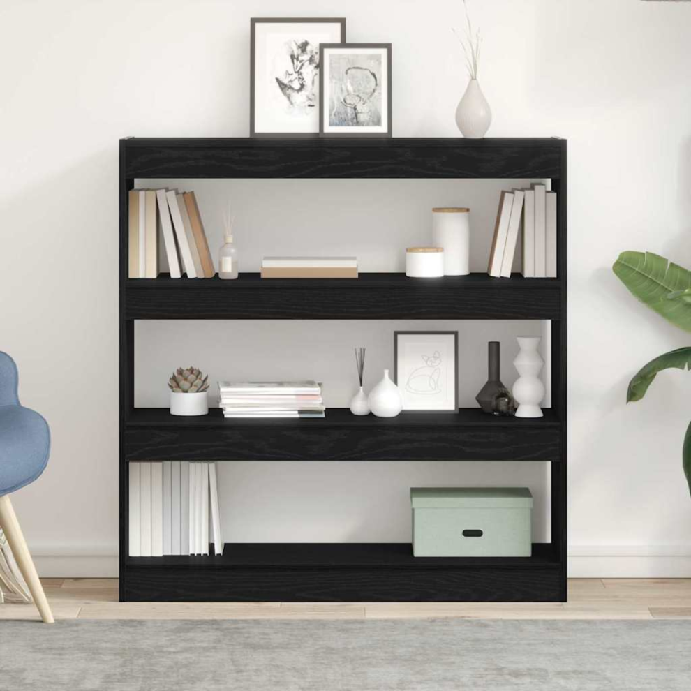 Vidaxl Book Cabinet Oak 100 X 30 X 103 Cm Engineered Wood Black