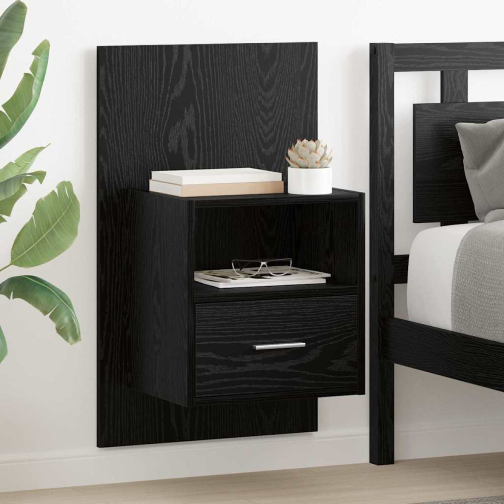 Vidaxl Bedside Cabinet With Drawer 2 Pcs Black Oak 50 X 32.5 X 80Cm