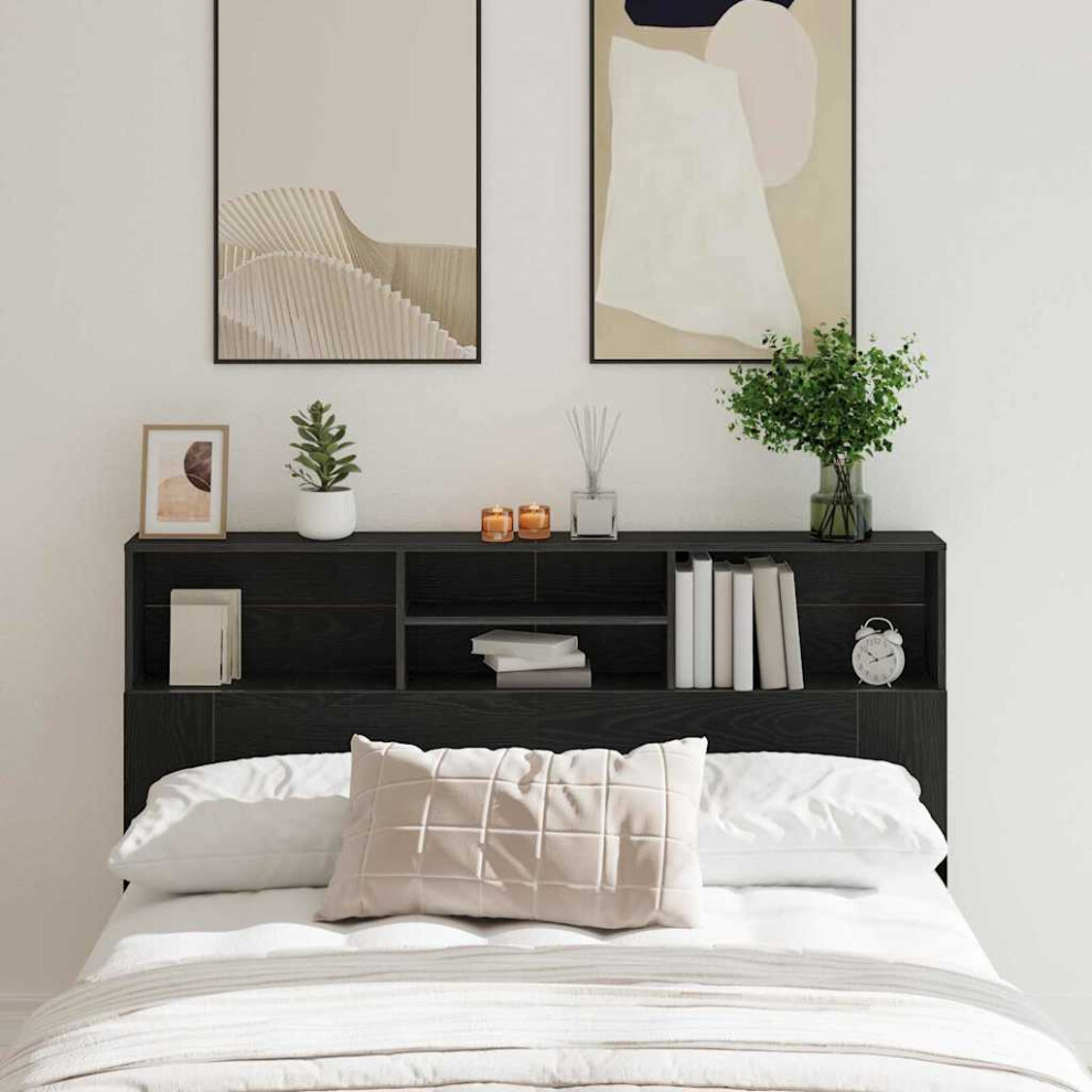 Vidaxl Headboard Cabinet Black Oak 160 X 19 X 103.5 Cm Engineered Wood