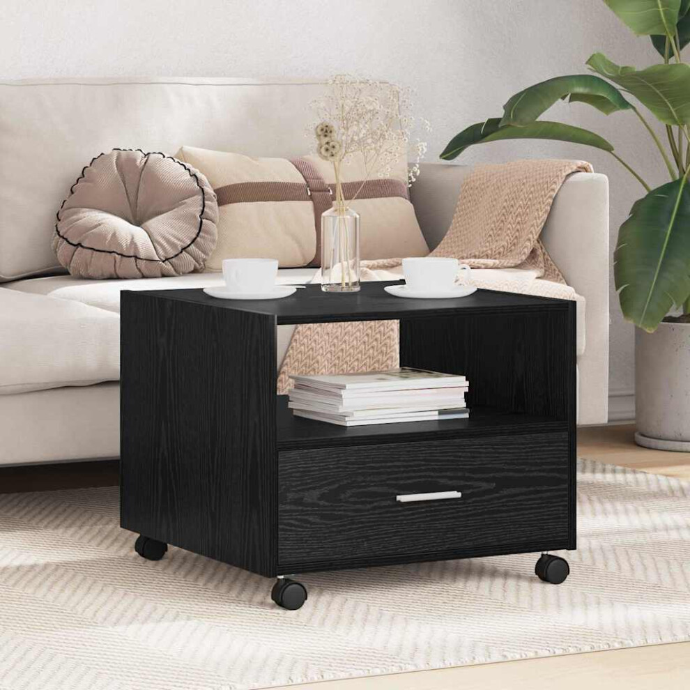 Vidaxl Coffee Table Black Oak 55 X 55 X 45Cm Engineered Wood