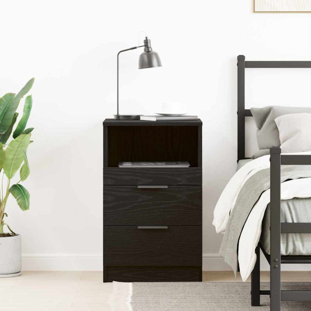 Vidaxl Bedside Cabinet Black Oak 40 X 35 X 65 Cm Engineered Wood