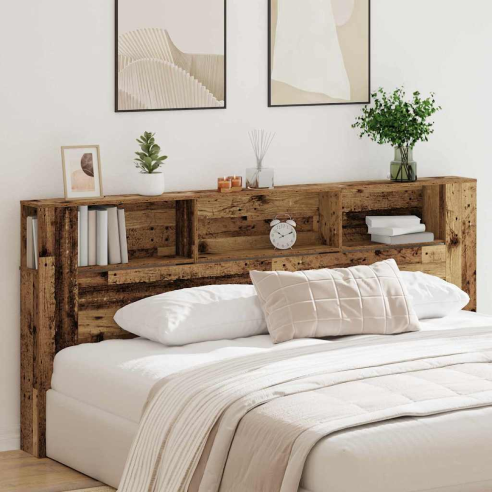 Vidaxl Headboard Cabinet With Shelf Old Wood 220 X 18.5 X 102.5 Cm