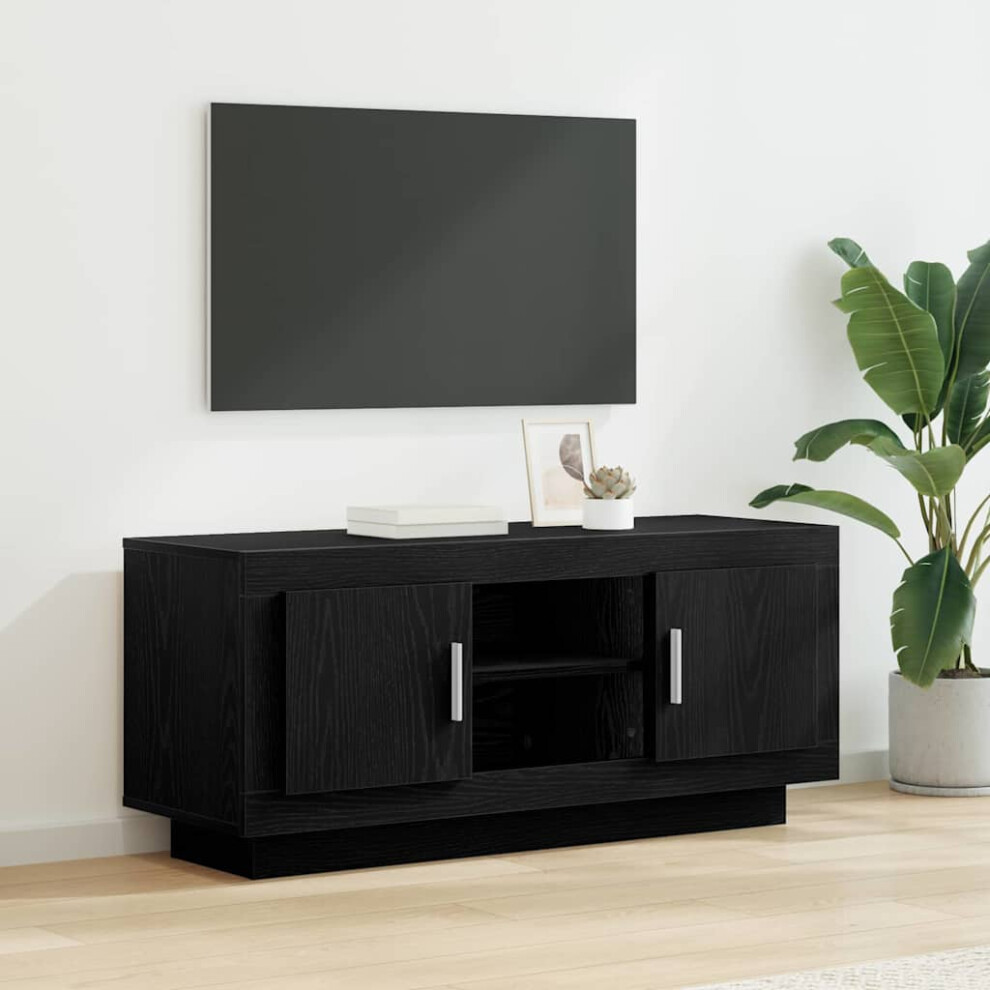 Vidaxl Tv Cabinet Oak 102 X 35 X 45 Cm Engineered Wood Black