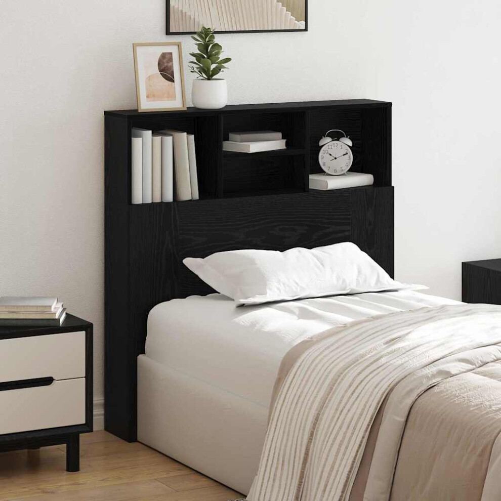 Vidaxl Headboard Cabinet Black Oak 100 X 19 X 103.5 Cm Engineered Wood