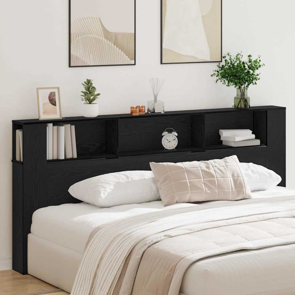 Vidaxl Headboard Cabinet With Shelf Oak 220 X 18.5 X 102.5 Cm Black