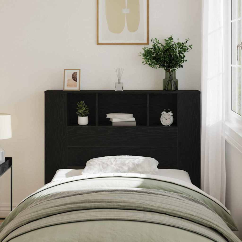 Vidaxl Headboard Cabinet With Shelf Oak 120 X 18.5 X 102.5 Cm Black