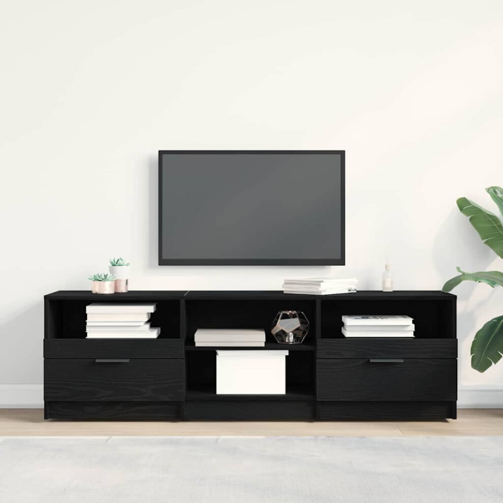 VIDAXL TV Cabinet in Black Oak Finish 150 x 33.5 x 45 cm Engineered Wood Entertainment Unit with Storage Shelves - Image 2