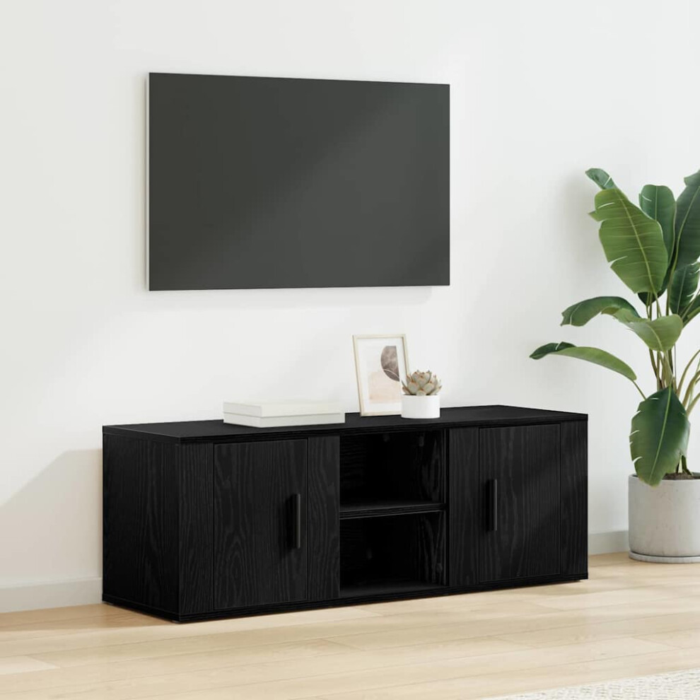 Vidaxl Tv Cabinet Oak 100 X 31.5 X 35 Cm Engineered Wood Black