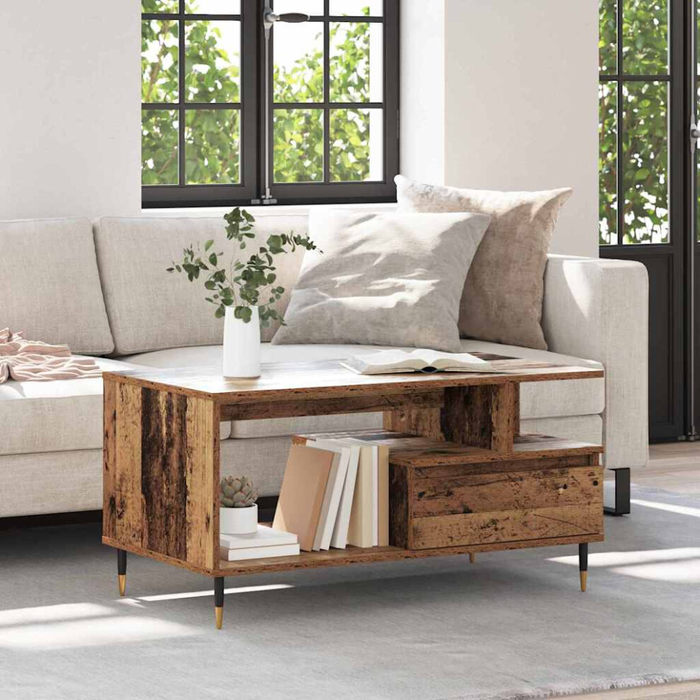 Vidaxl Coffee Table Old Wood 90 X 49 X 45 Cm Engineered Wood Brown