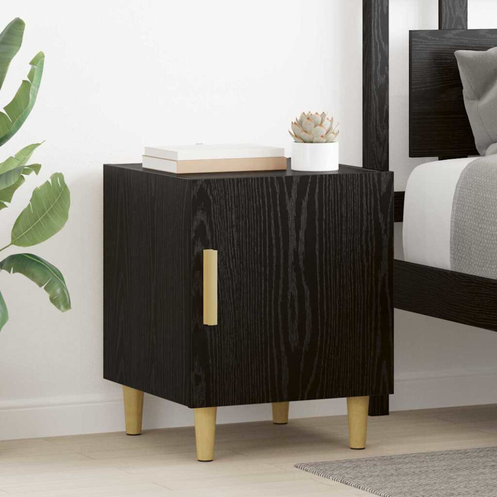 Vidaxl Bedside Cabinet Black Oak 40 X 40 X 50 Cm Engineered Wood