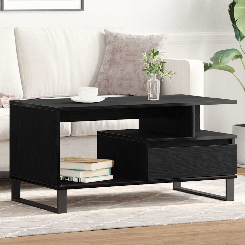 Vidaxl Coffee Table Black Oak 90 X 49 X 45 Cm Engineered Wood Black,Brown