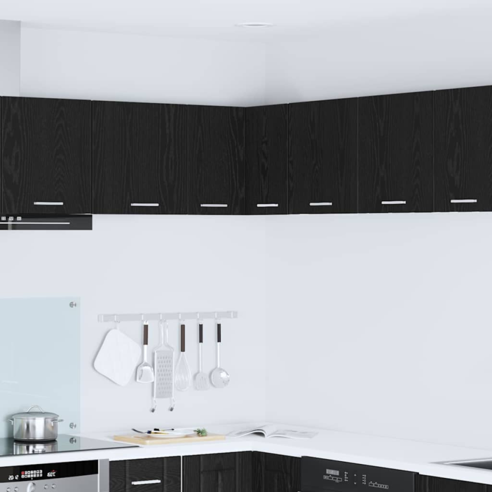 Vidaxl Hanging Cabinet Black Oak And White 57 X 57 X 40 Cm