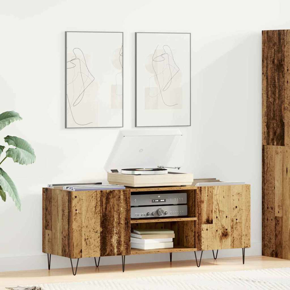 Vidaxl Record Cabinet With Shelf With Door Old Wood 121 X 38 X 48 Cm